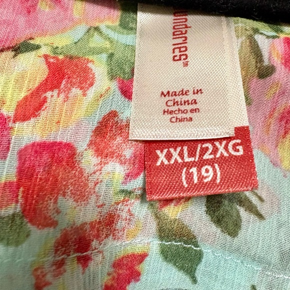 Floral Sleeveless Top - Pink and Green - Picture 5 of 6